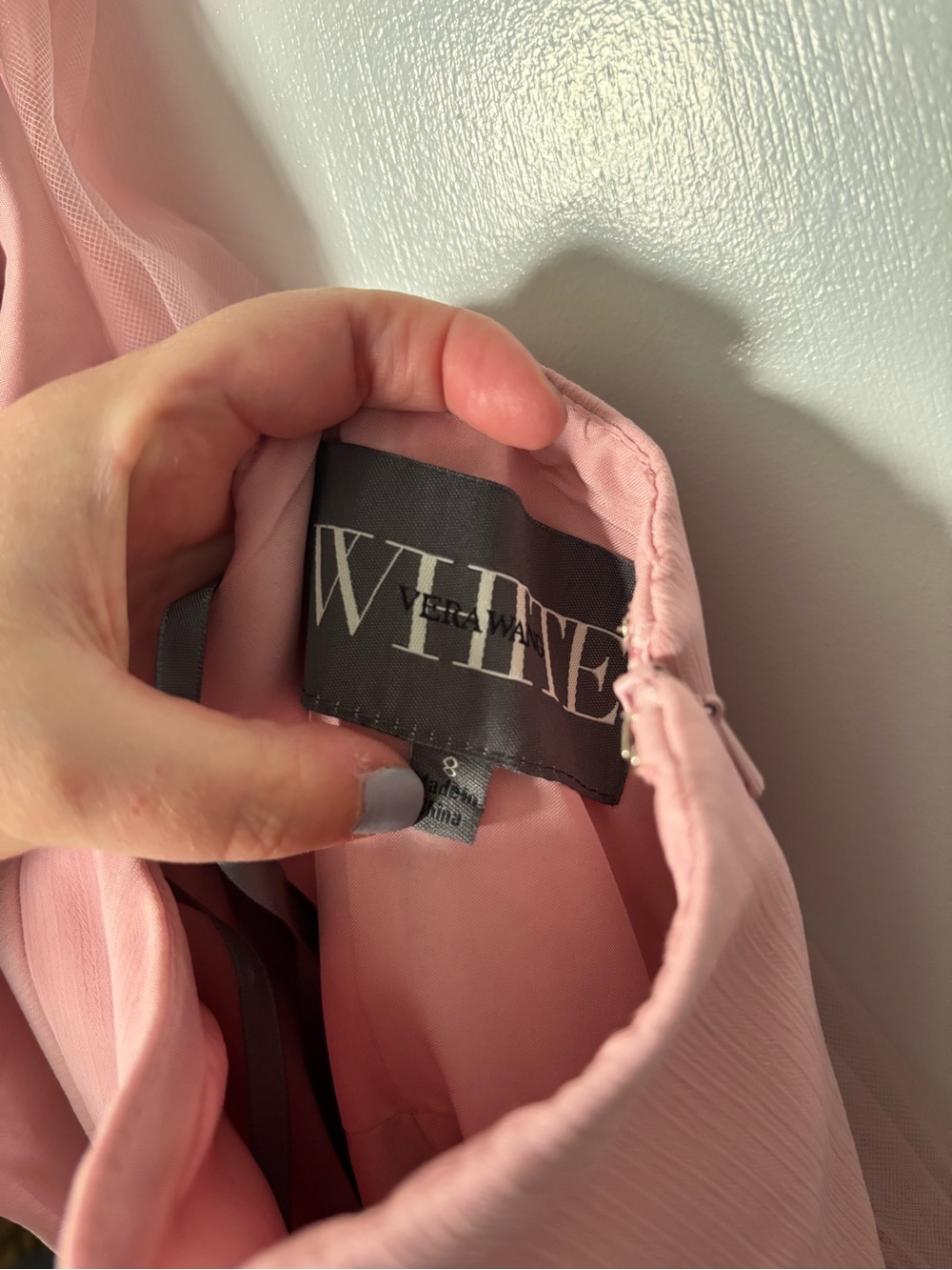 White by Vera Wang Soft Pink Feminine Flirty Bridesmaid Chiffon Halter Dress 8 - Picture 5 of 6